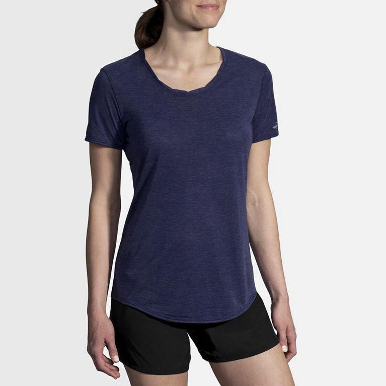 Brooks Distance Australia - Women's Short Sleeve Running Shirt - Blue (102896-KZJ)